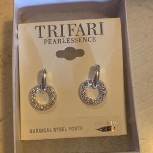 Trifari Silver Hoop Earrings